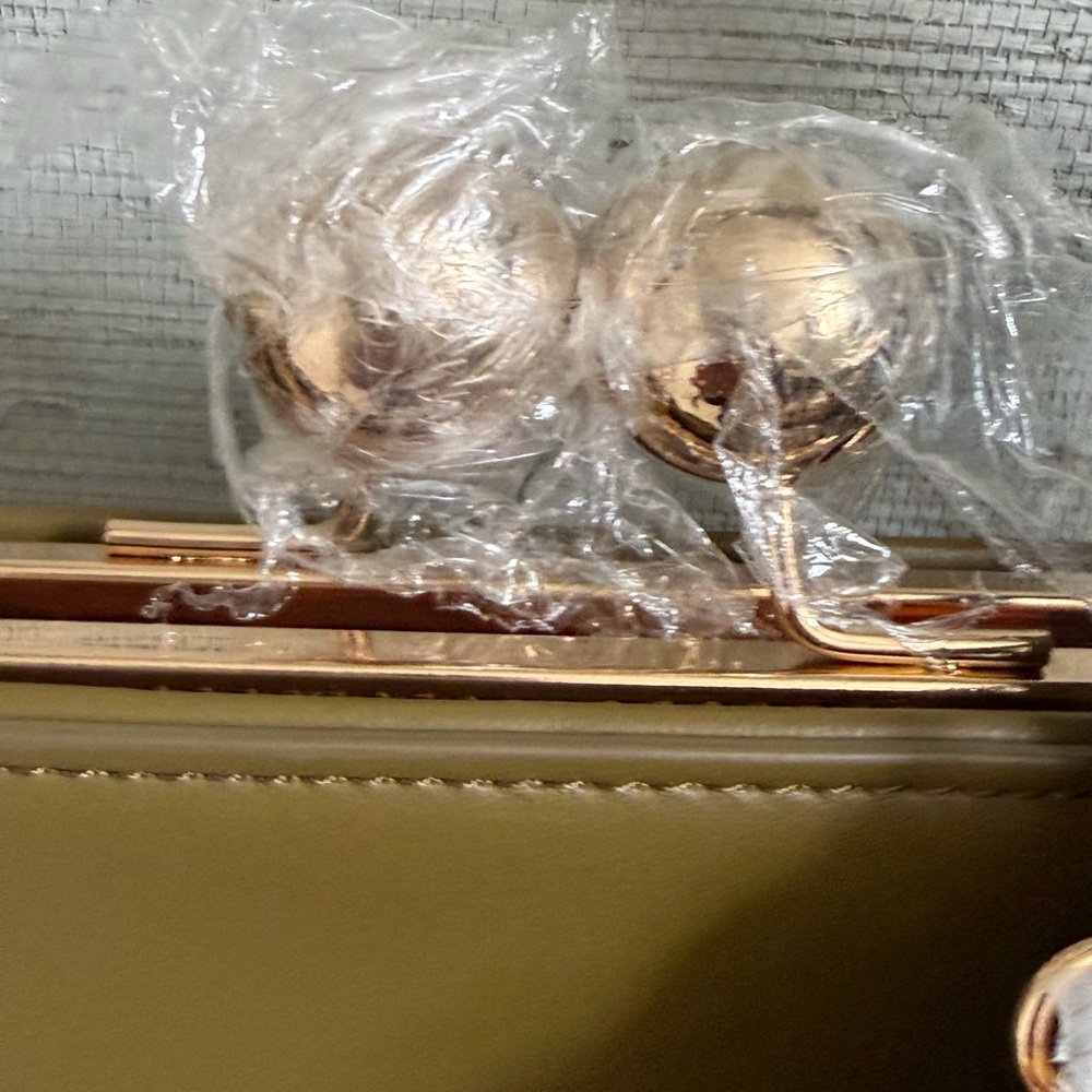 NWT new Anthropologie faux leather east west bag purse moss Green olive + mini - Picture 6 of 16